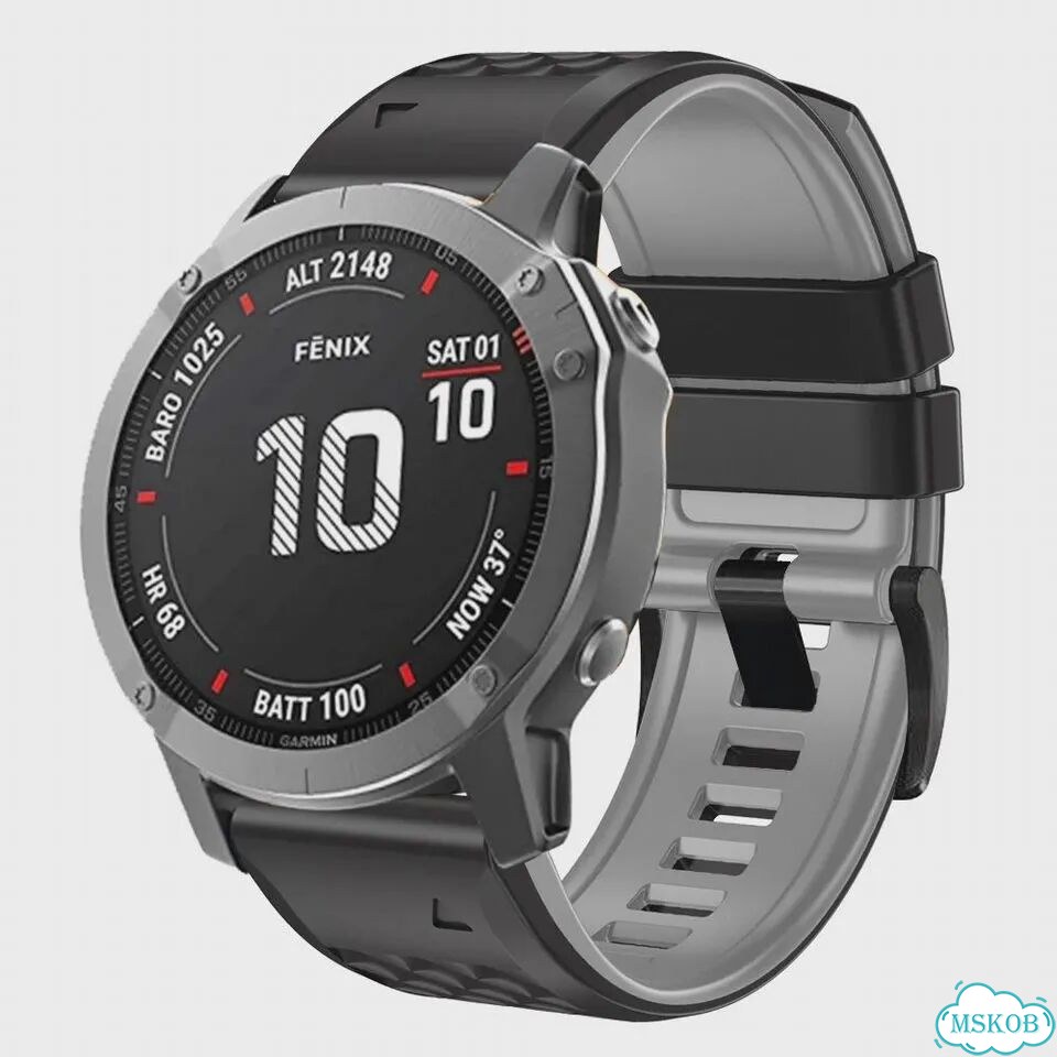 Силиконовый ремешок 22mm Black orange для Garmin Fenix 6/7 фото 3