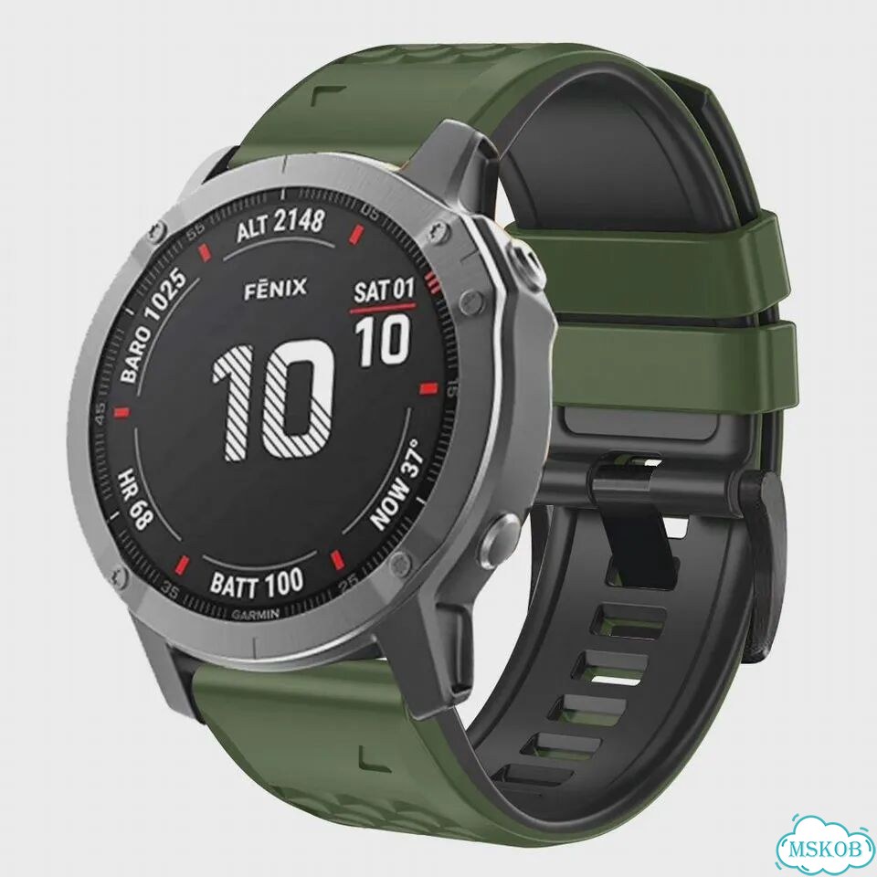 Силиконовый ремешок 22mm Black orange для Garmin Fenix 6/7 фото 4