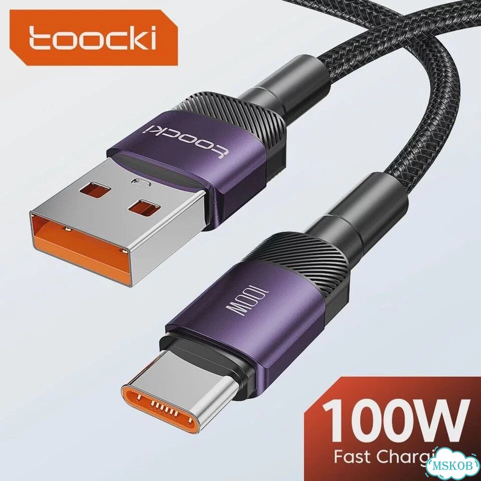 Toocki 6A USB-кабель типа C для Xiaomi poco Samsung Huawei 100 Вт, Зеленый, 1m x 5, Type C Green фото 2