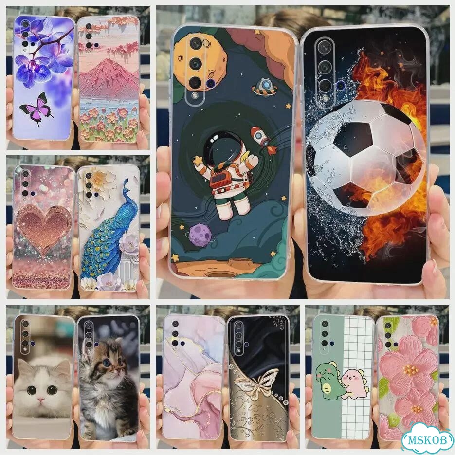 Чехол Huawei Nova 5T фиолетовый с бабочками фото 2