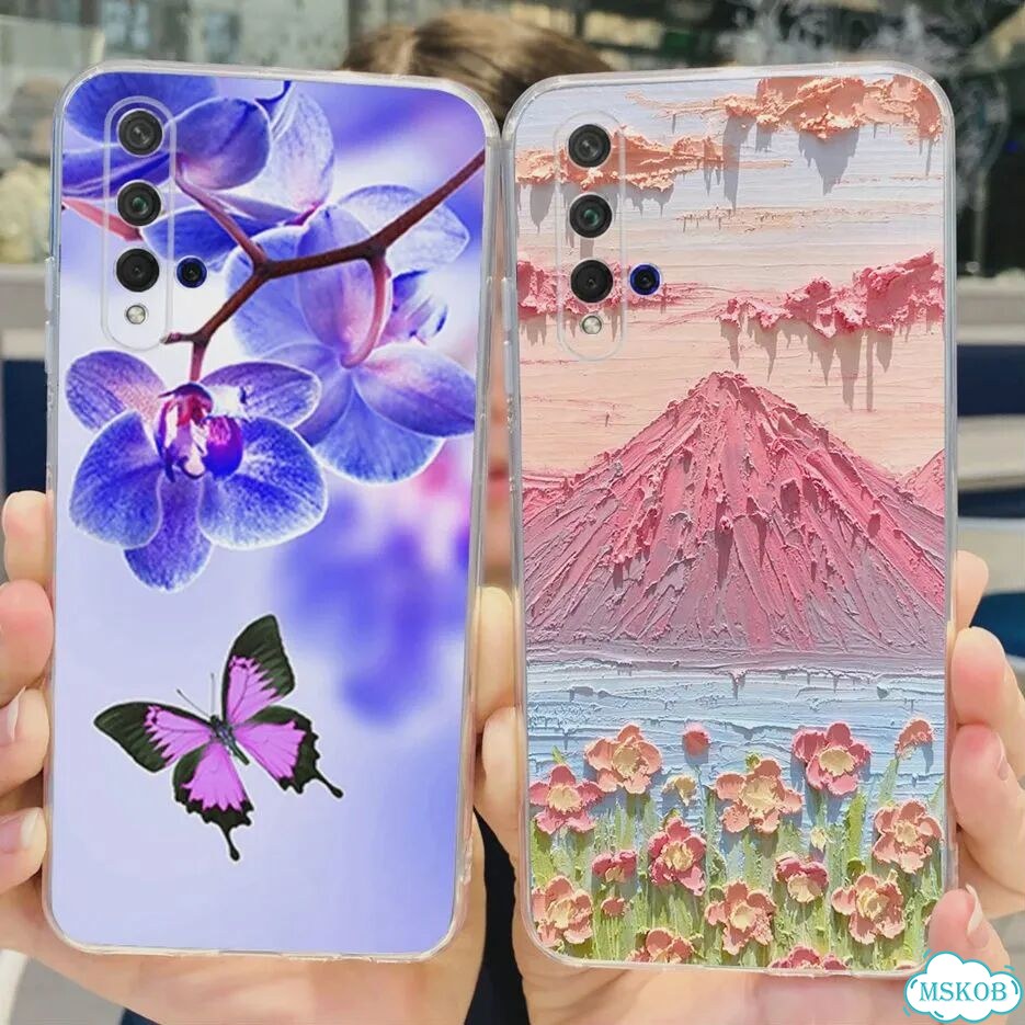 Чехол Huawei Nova 5T фиолетовый с бабочками фото 5