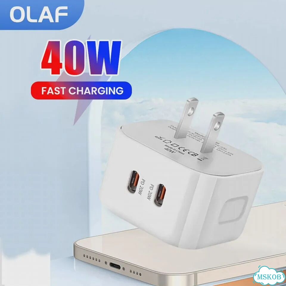 Olaf 40 Вт USB C Зарядное устройство для быстрой зарядки Dual PD Type C Зарядное устройство QC UK фото 2
