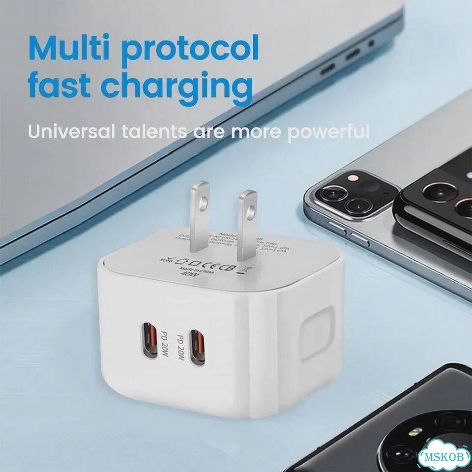 Olaf 40 Вт USB C Зарядное устройство для быстрой зарядки Dual PD Type C Зарядное устройство QC UK фото 4