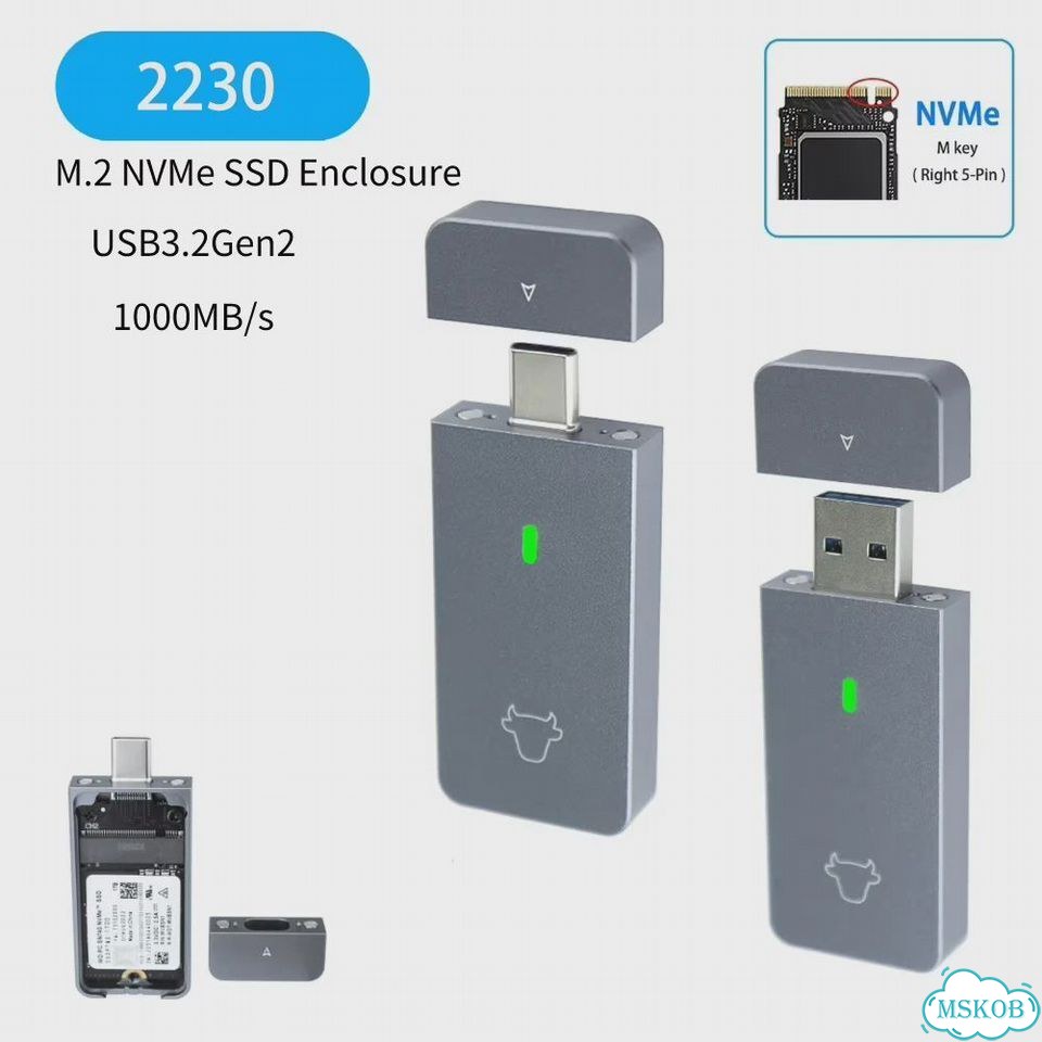 Корпус для SSD 2230/2242 NVMe 10 Гбит/с USB 3.2 фото 2