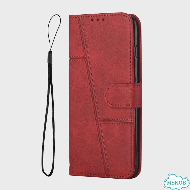 Черный кожаный чехол-книжка для Xiaomi Redmi 13 фото 4