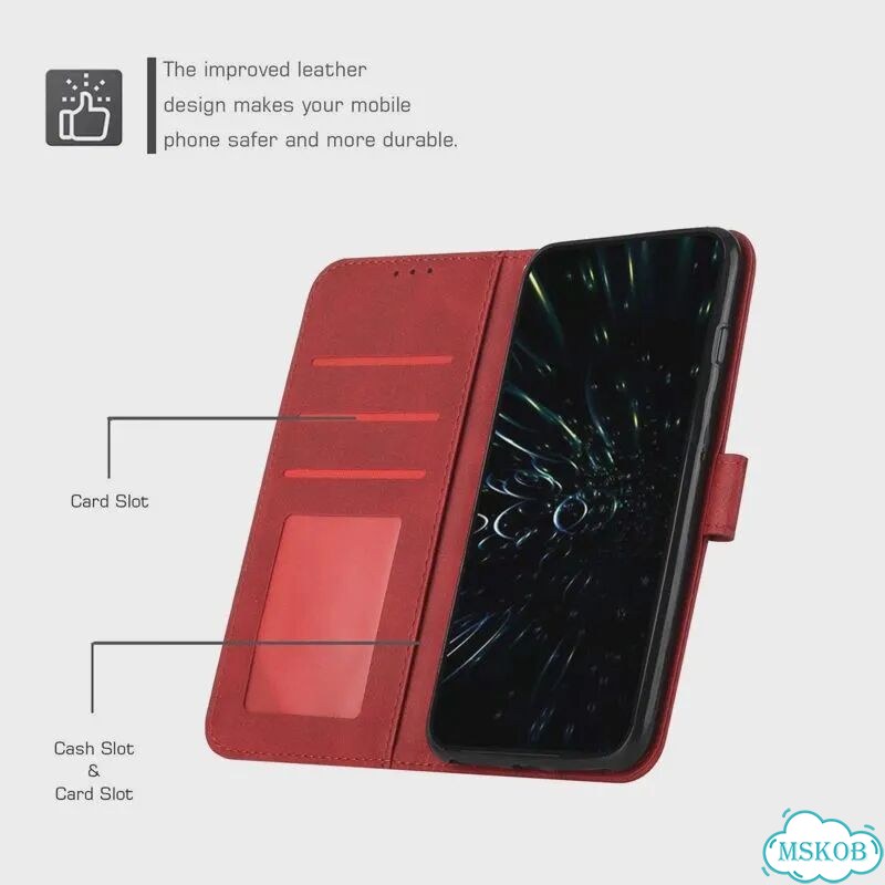 Черный кожаный чехол-книжка для Xiaomi Redmi 13 фото 5