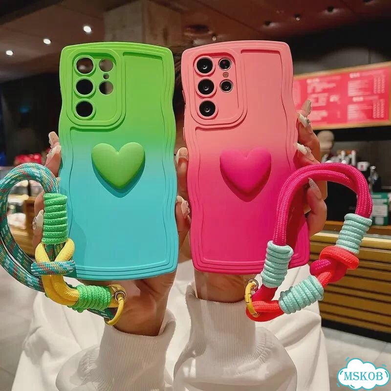 Чехол для телефона с градиентом сердца и веревки для Оранжевый, Orange Heart Rope, For Galaxy A13 4G фото 3