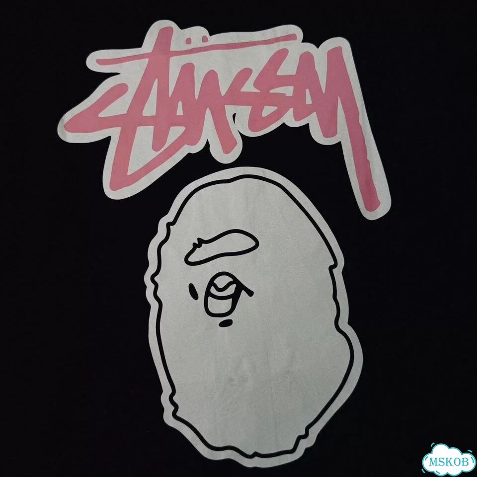Футболка Stussy & Bape Черная фото 2