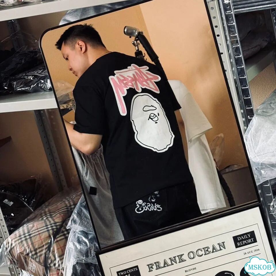 Футболка Stussy & Bape Черная фото 3