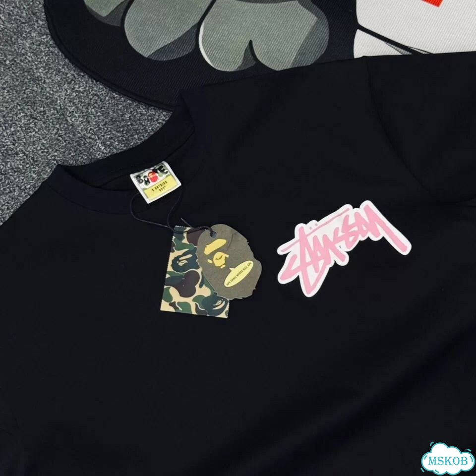 Футболка Stussy & Bape Черная фото 6