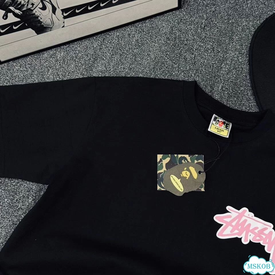Футболка Stussy & Bape Черная фото 7