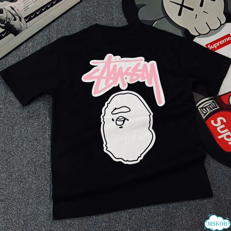 Футболка Stussy & Bape Черная фото 9