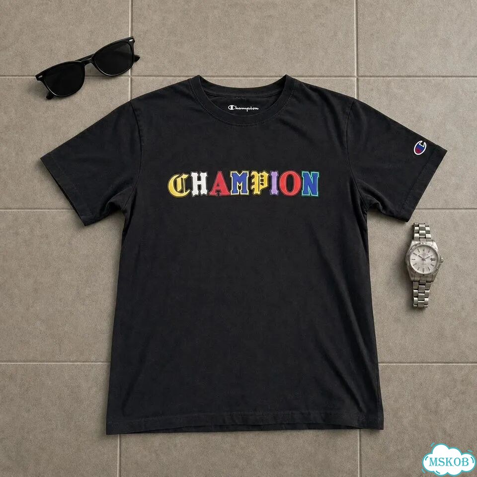Футболка Champion Gohic Font Logo редкая фото 1