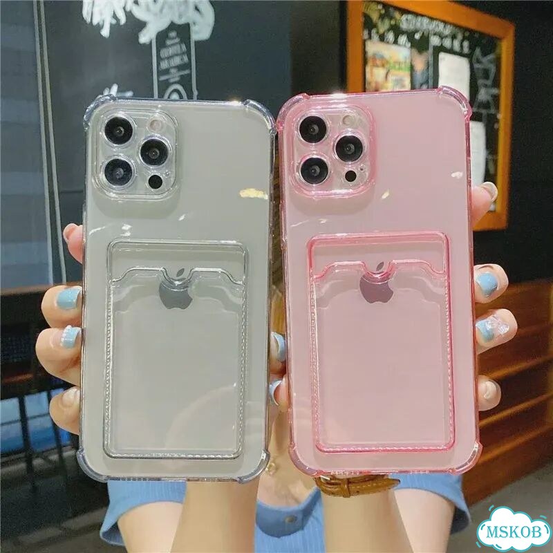 Противоударный прозрачный чехол-кошелек с карманом для карт для iPhone 13 14 15 16 17 Air Pro Max Pl фото 2