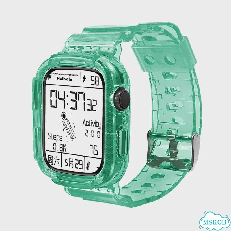 Прозрачный силиконовый ремешок для Apple Watch ouio Изумрудный, 38mm 40mm, Through Green фото 1