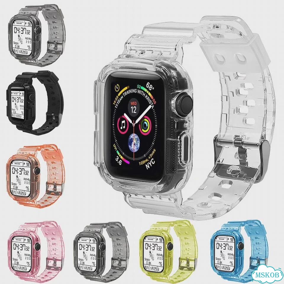 Прозрачный силиконовый ремешок для Apple Watch ouio Изумрудный, 38mm 40mm, Through Green фото 2