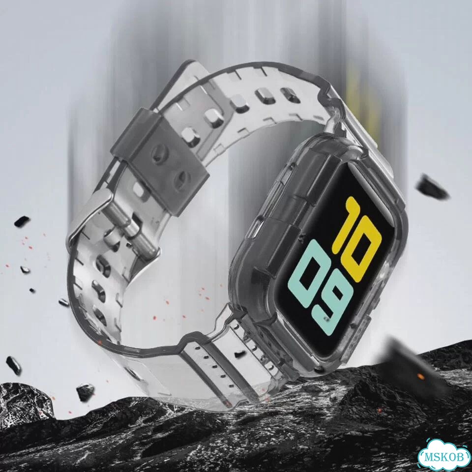Прозрачный силиконовый ремешок для Apple Watch ouio Изумрудный, 38mm 40mm, Through Green фото 6