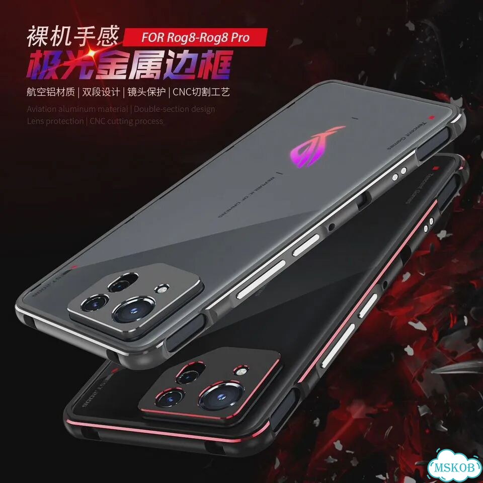 Ультратонкий металлический алюминиевый бампер-чехол для asus Черный, For ROG phone 8, Black Silver фото 3