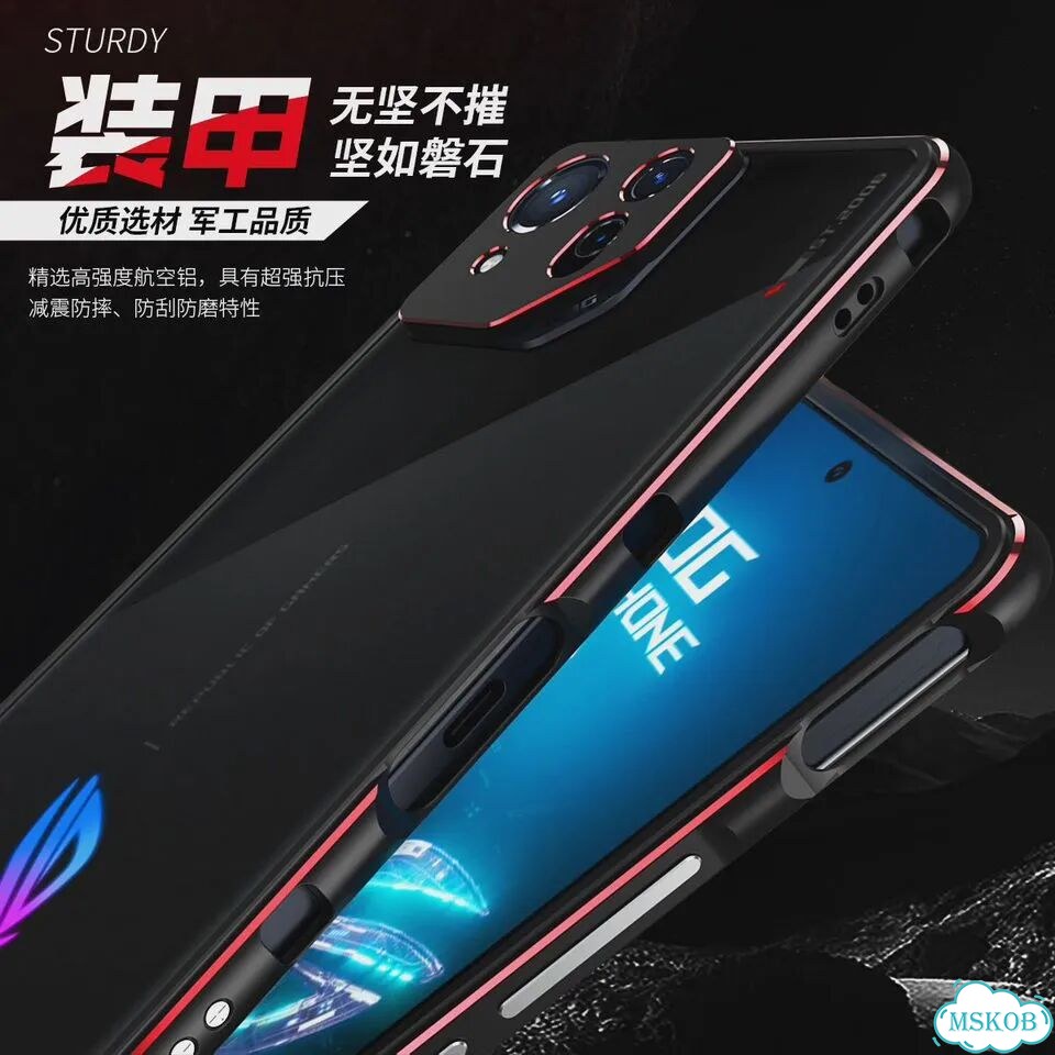 Ультратонкий металлический алюминиевый бампер-чехол для asus Черный, For ROG phone 8, Black Silver фото 4