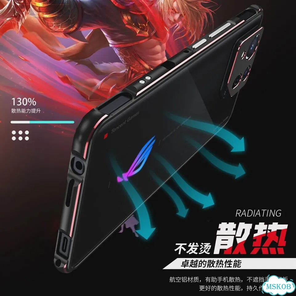 Ультратонкий металлический алюминиевый бампер-чехол для asus Черный, For ROG phone 8, Black Silver фото 5