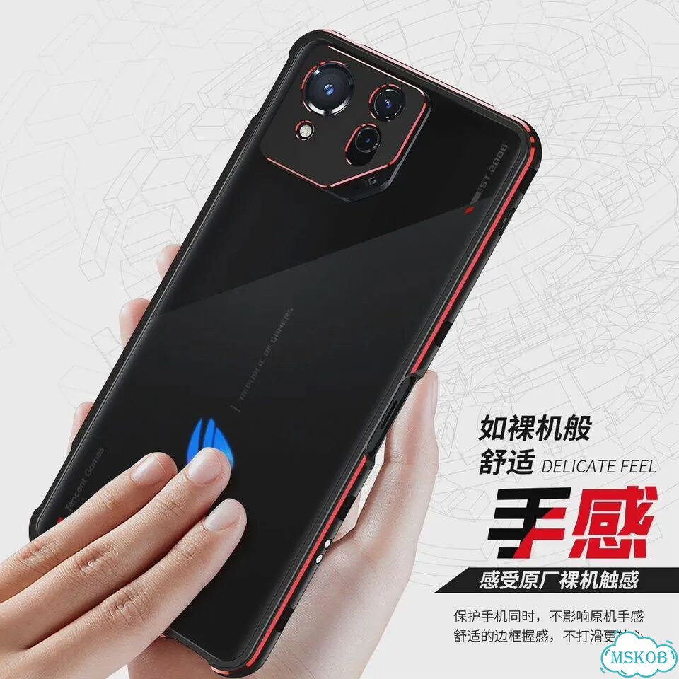 Ультратонкий металлический алюминиевый бампер-чехол для asus Черный, For ROG phone 8, Black Silver фото 6