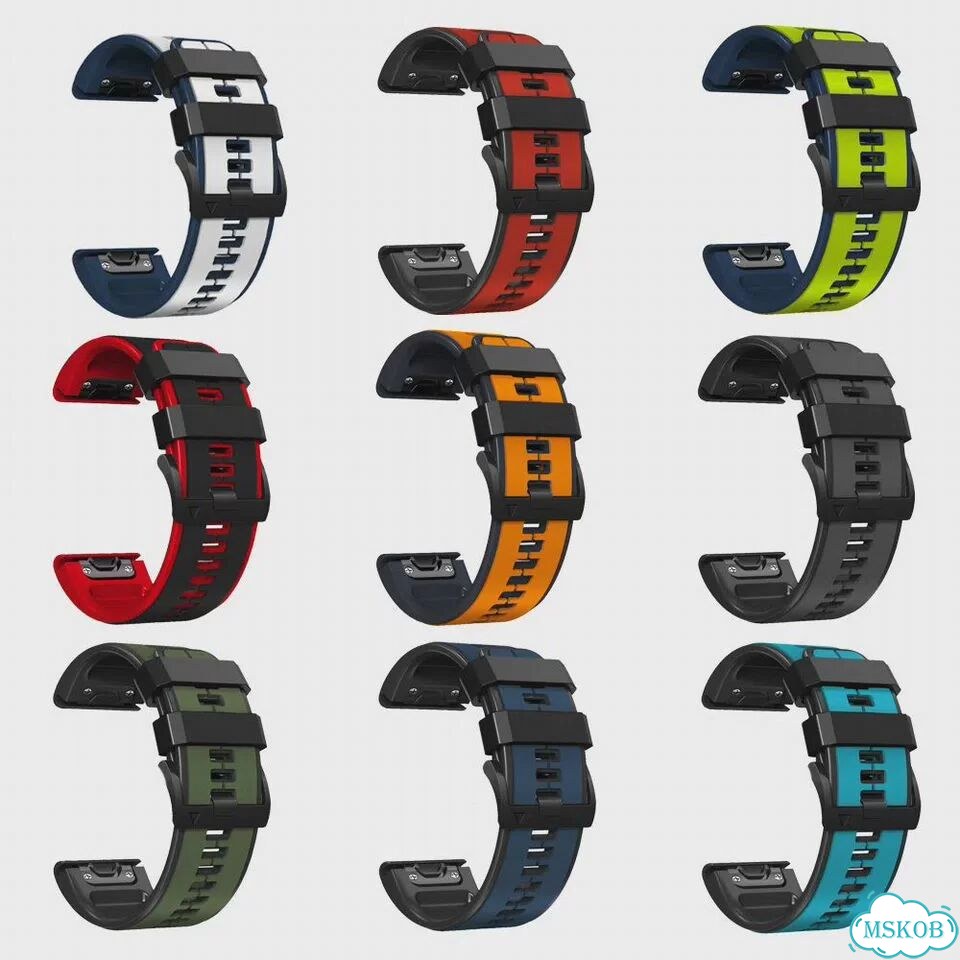 Ремешок для часов lyqsta силиконовый 22 мм для Garmin Fenix Красный, 22mm For Epix Gen 2, Black Red фото 3