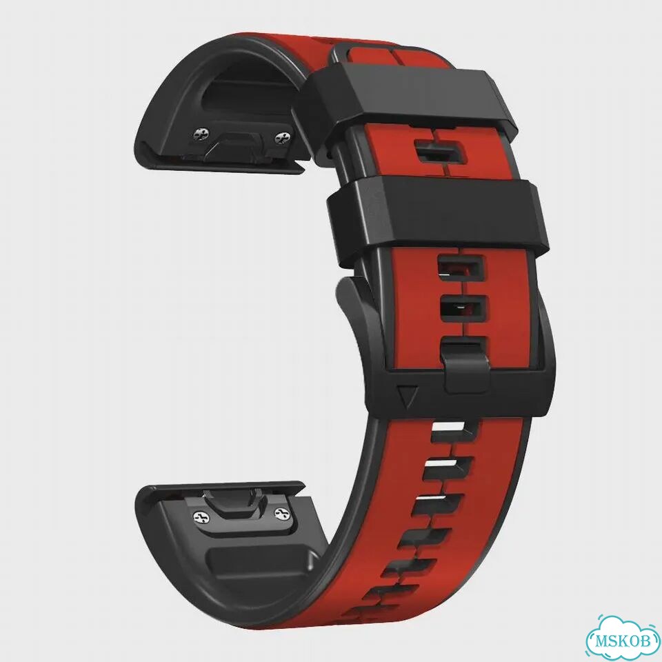 Ремешок для часов lyqsta силиконовый 22 мм для Garmin Fenix Красный, 22mm For Epix Gen 2, Black Red фото 6