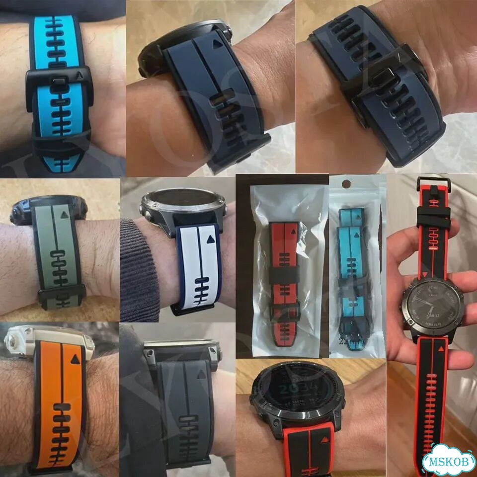 Ремешок для часов lyqsta силиконовый 22 мм для Garmin Fenix Красный, 22mm For Epix Gen 2, Black Red фото 7