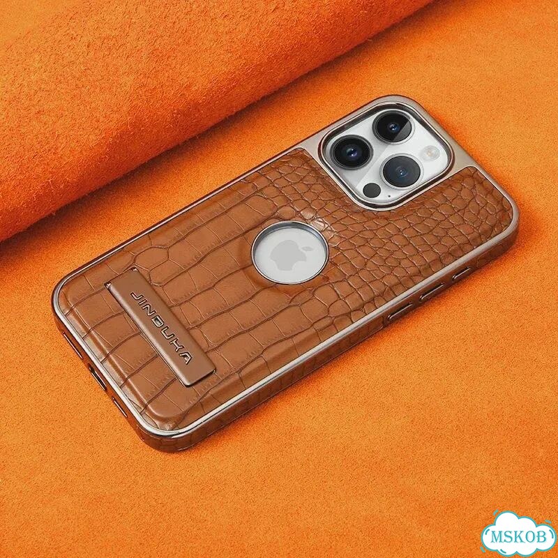 Чехол для iPhone 13 Pro Max, черный, кожа крокодила, с подставкой фото 2