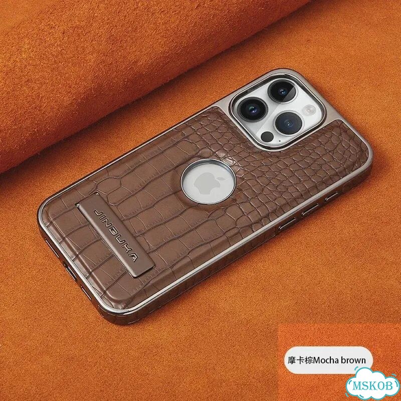 Чехол для iPhone 13 Pro Max, черный, кожа крокодила, с подставкой фото 5