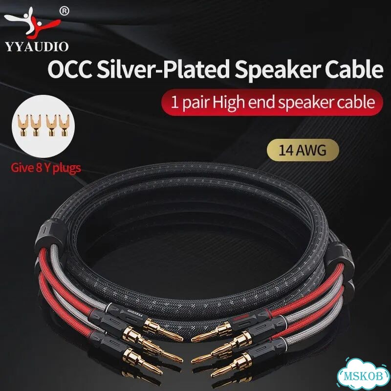 Одна пара hifi посеребренный акустический кабель Hi-end OCC провод динамика для систем Hi-Fi Y штеке фото 2