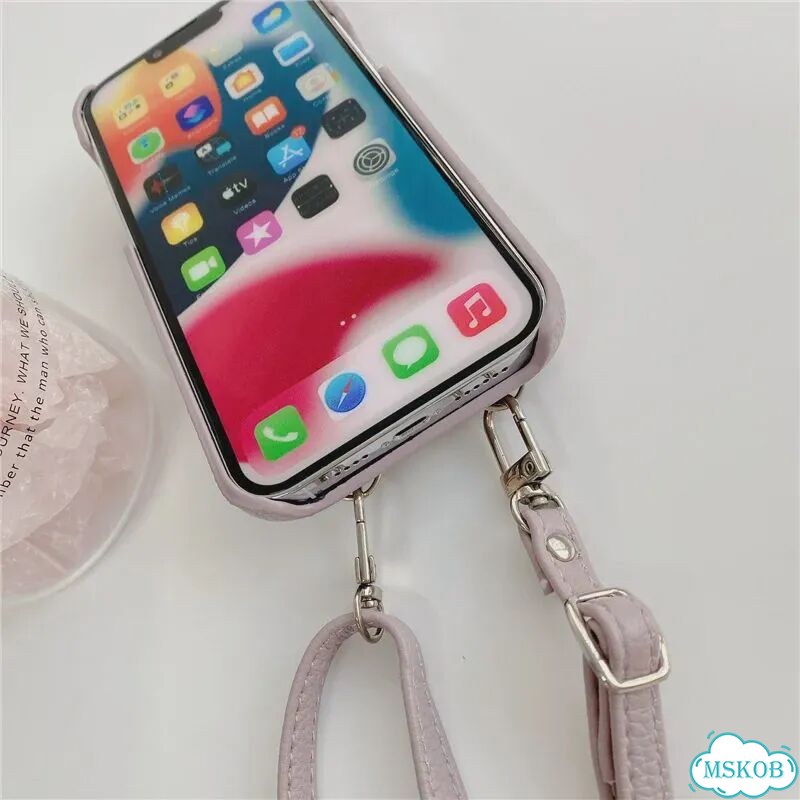 Роскошный кожаный чехол-кошелек с ремешком через плечо для iPhone Синий, Озеро синее, For iPhone 13 фото 6