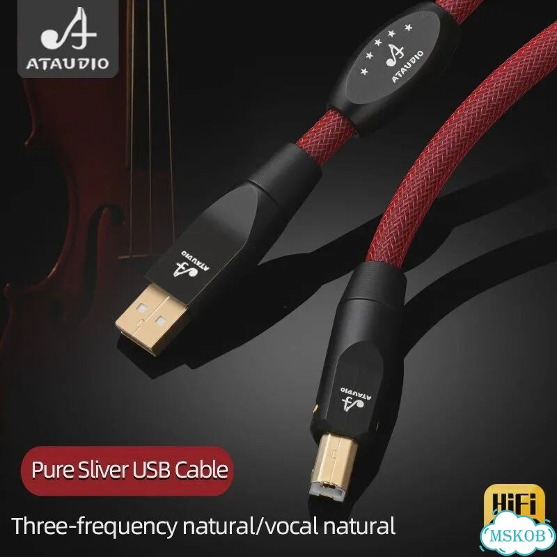 USB A-B кабель Hi-Fi 0.5m, серебряный фото 5