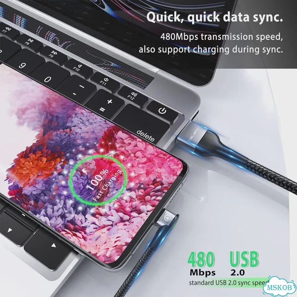 Магнитный кабель 90 градусов Micro USB Type C Кабель для быстрой зарядки для Черный, 1m, 8Pin Black фото 6