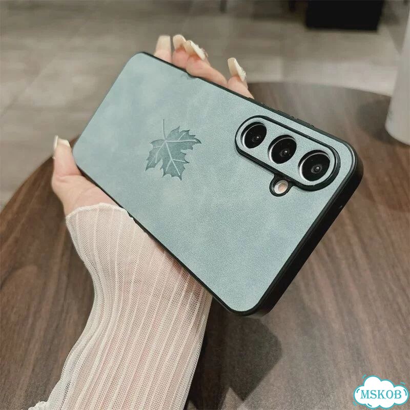 Кожаный чехол-накладка с узором листьев для Samsung Galaxy A56 A16 Galaxy A52, Голубой, Light Blue фото 1