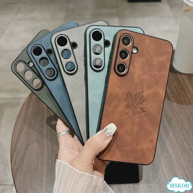 Кожаный чехол-накладка с узором листьев для Samsung Galaxy A56 A16 Galaxy A52, Голубой, Light Blue фото 3