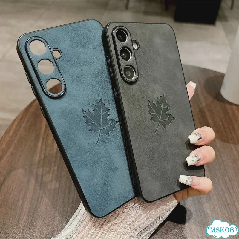 Кожаный чехол-накладка с узором листьев для Samsung Galaxy A56 A16 Galaxy A52, Голубой, Light Blue фото 5