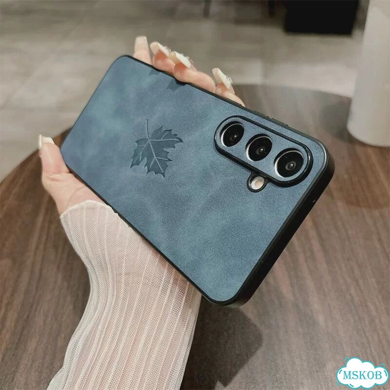 Кожаный чехол-накладка с узором листьев для Samsung Galaxy A56 A16 Galaxy A52, Голубой, Light Blue фото 6