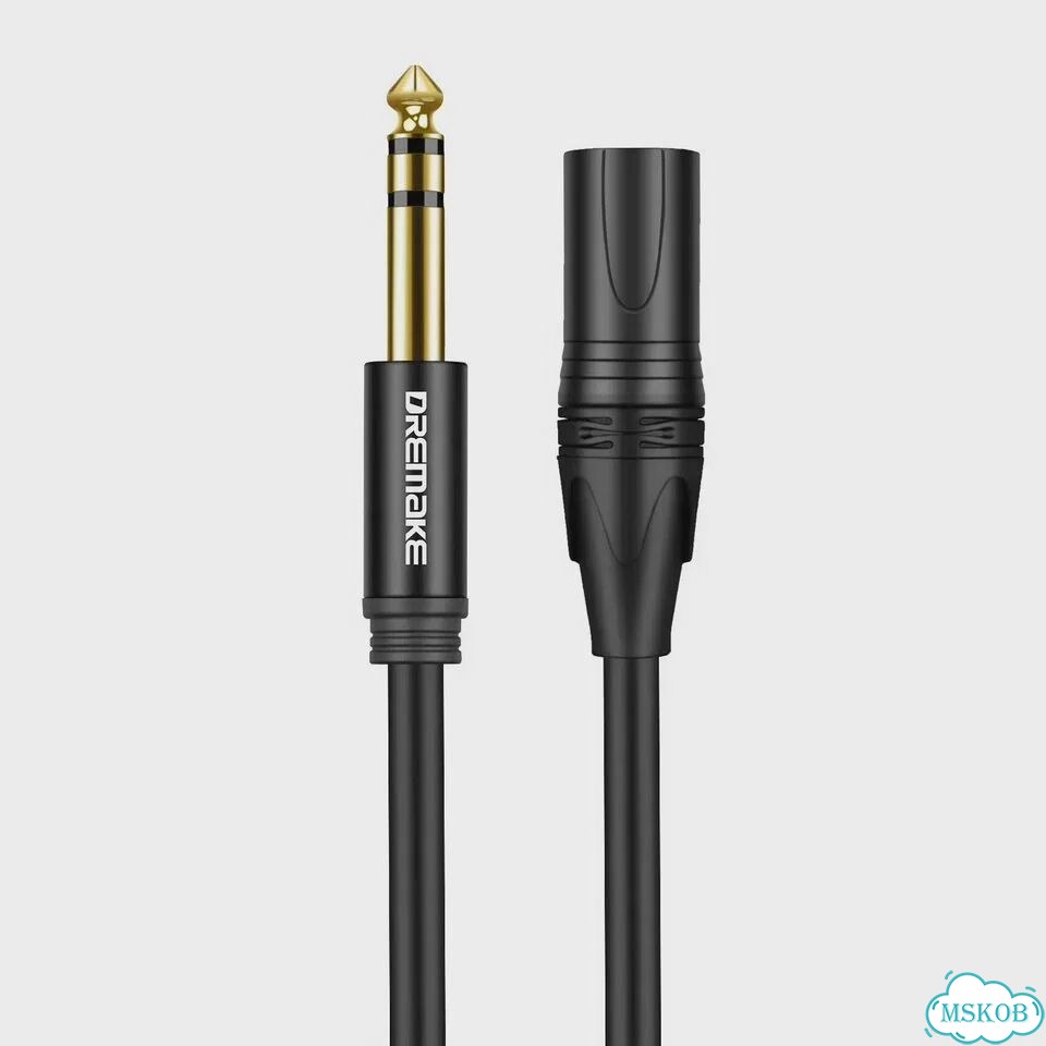 Dremake Удлинительный кабель XLR 6,35 мм TRS на XLR 3-контактный Black-TRS, 3 м фото 1