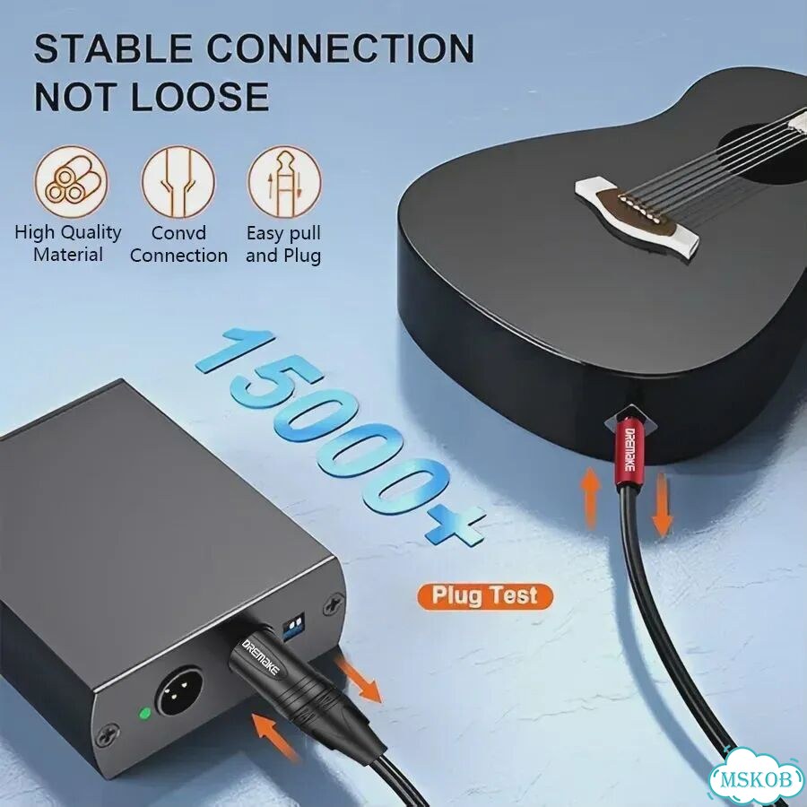 Dremake Удлинительный кабель XLR 6,35 мм TRS на XLR 3-контактный Black-TRS, 3 м фото 3
