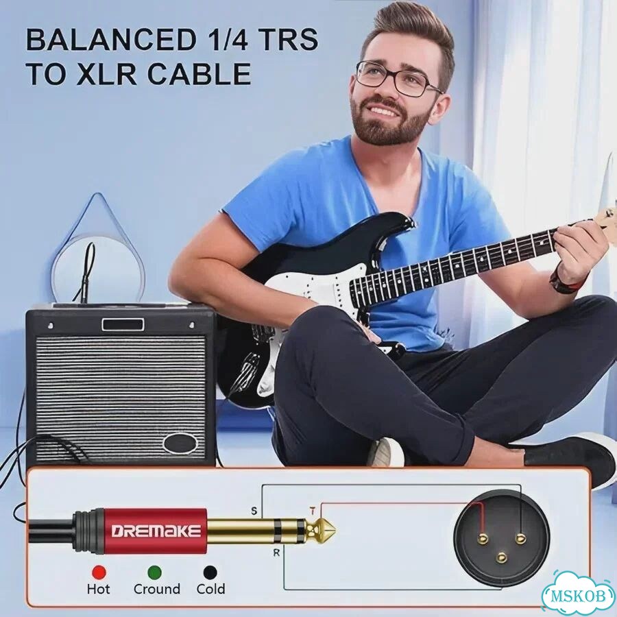 Dremake Удлинительный кабель XLR 6,35 мм TRS на XLR 3-контактный Black-TRS, 3 м фото 6