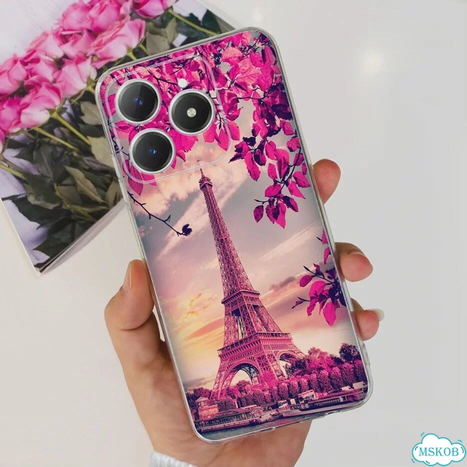 Для Realme C63 4G Realme C61 RMX3939 окрашенная Обложка мягкая силиконовая фотообложка для Realme C6 фото 1