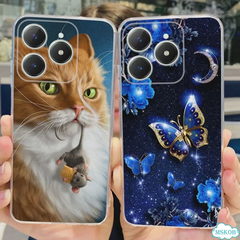 Для Realme C63 4G Realme C61 RMX3939 окрашенная Обложка мягкая силиконовая фотообложка для Realme C6 фото 5