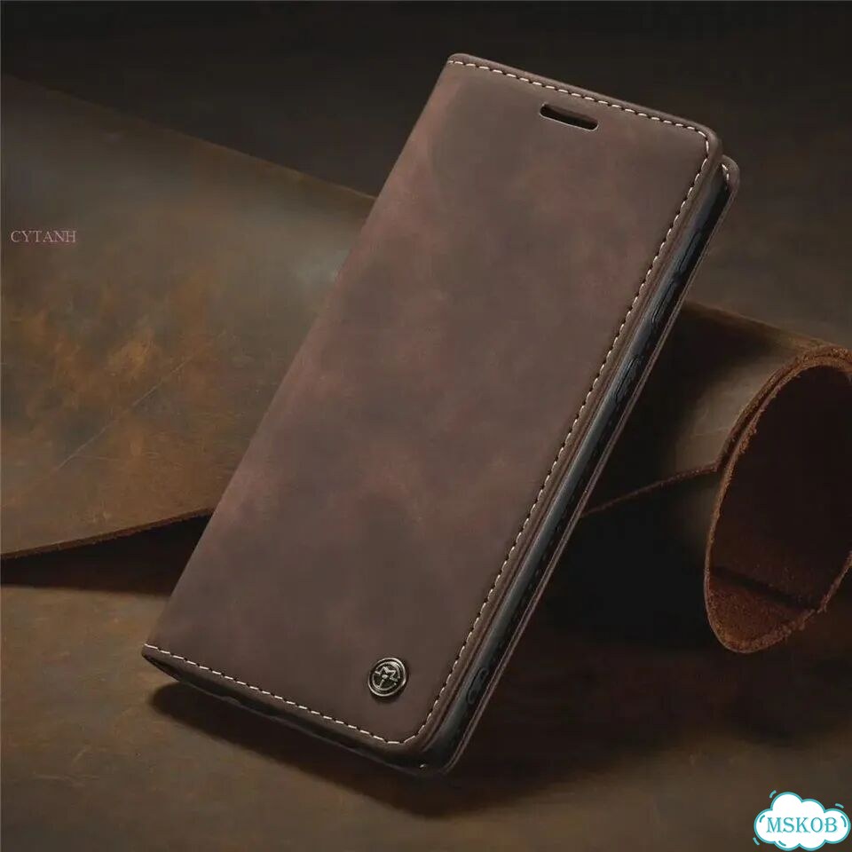 Кожаный флип-чехол coffee для Xiaomi Redmi Note 14 5G фото 1
