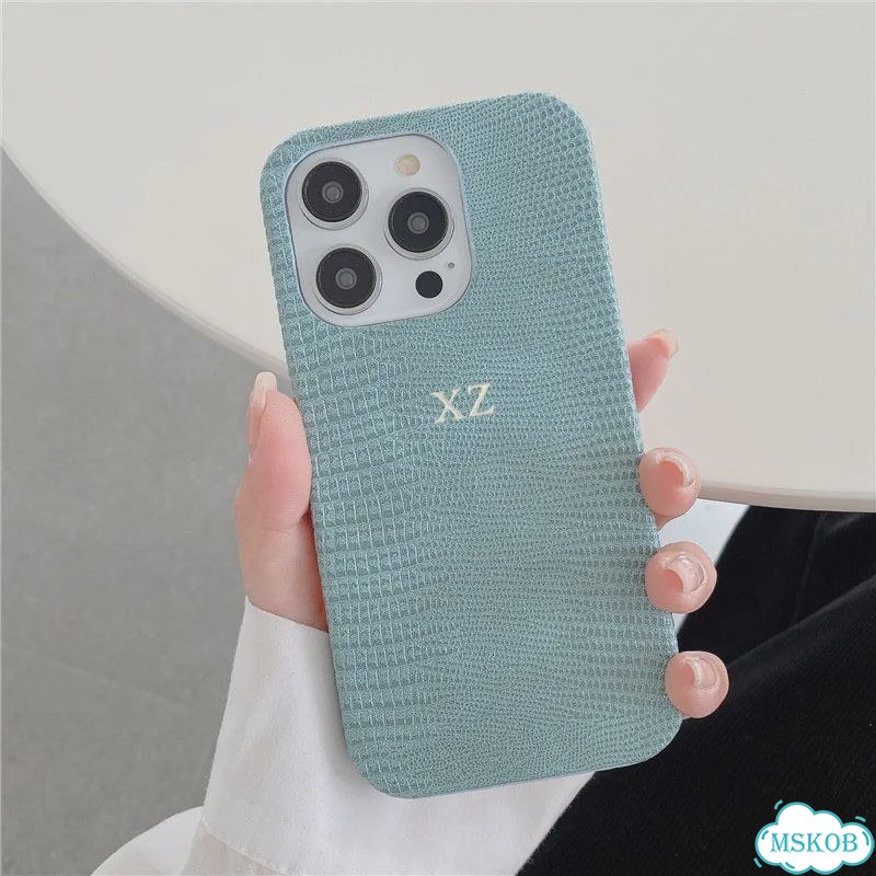 Черный кожаный чехол для iPhone 16 Pro Max с инициалами XZ фото 4