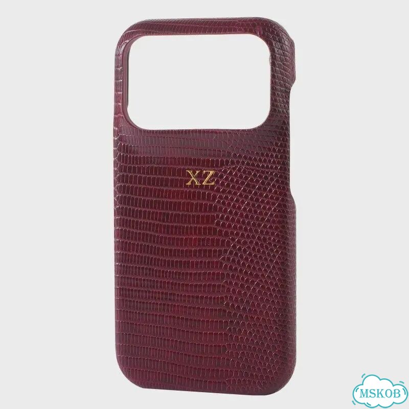 Черный кожаный чехол для iPhone 16 Pro Max с инициалами XZ фото 5