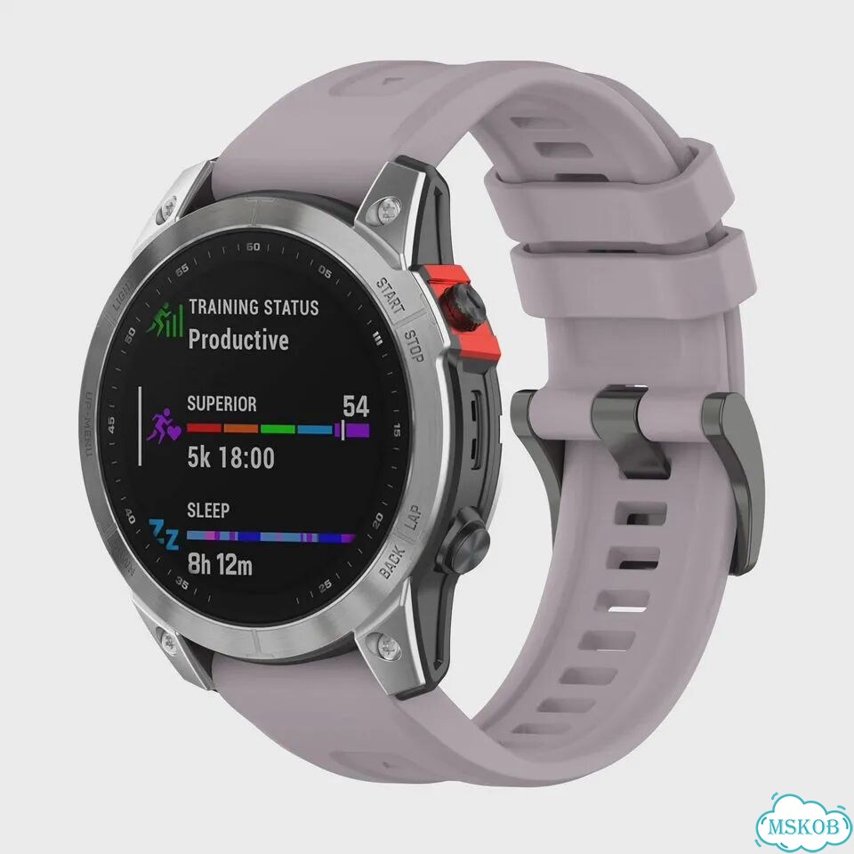Ремешок для часов Arvin силиконовый 26/22/20 мм для Garmin Серый, 22mm Fenix 6 6 Pro, Light purple фото 1