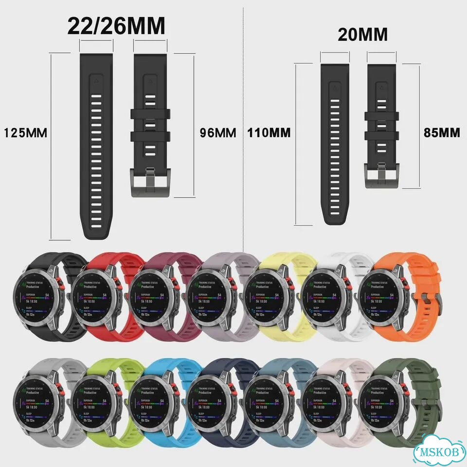 Ремешок для часов Arvin силиконовый 26/22/20 мм для Garmin Серый, 22mm Fenix 6 6 Pro, Light purple фото 6