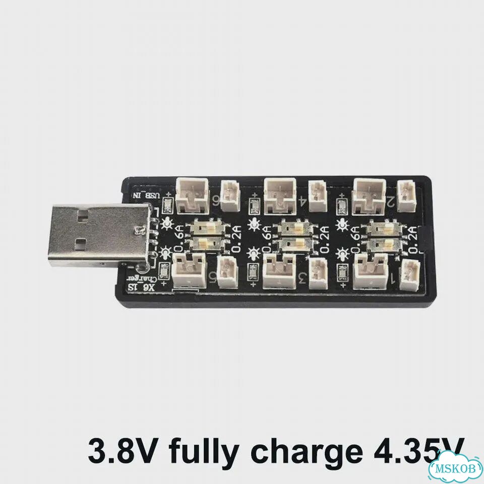 Aideepen USB-адаптер для зарядки LiPo аккумуляторов 6CH 3.8V фото 1