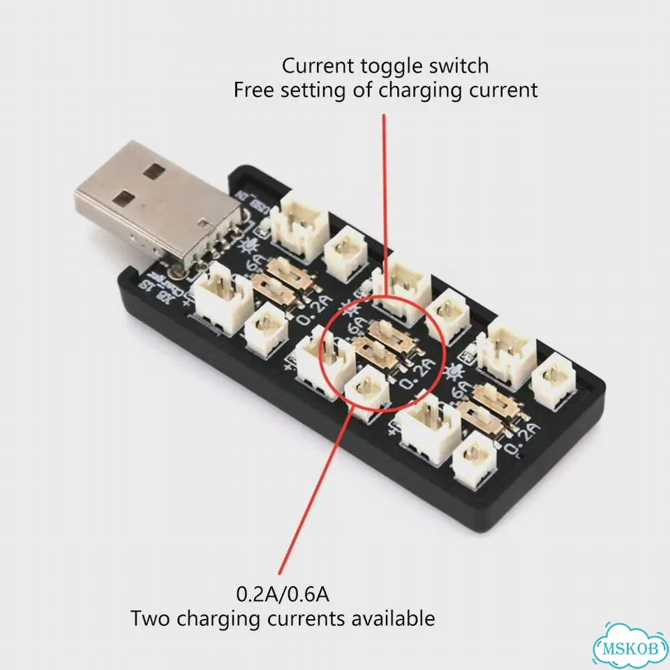 Aideepen USB-адаптер для зарядки LiPo аккумуляторов 6CH 3.8V фото 2